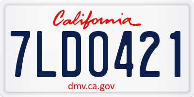 CA license plate 7LDO421
