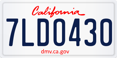 CA license plate 7LDO430