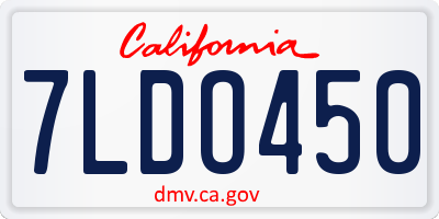 CA license plate 7LDO450