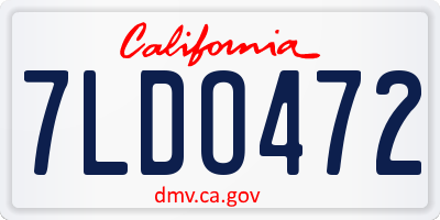 CA license plate 7LDO472