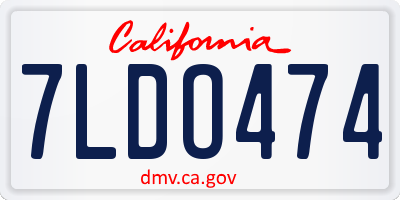 CA license plate 7LDO474