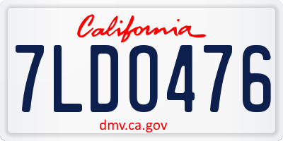 CA license plate 7LDO476