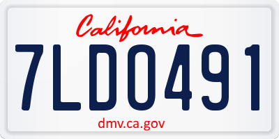 CA license plate 7LDO491