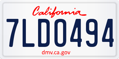 CA license plate 7LDO494