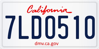 CA license plate 7LDO510