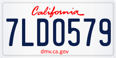 CA license plate 7LDO579