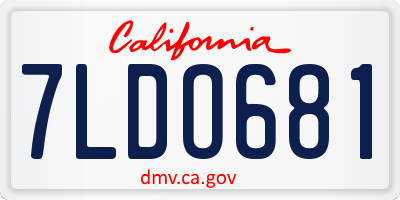 CA license plate 7LDO681
