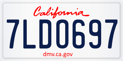 CA license plate 7LDO697