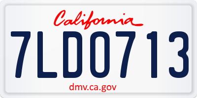 CA license plate 7LDO713