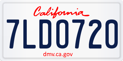 CA license plate 7LDO720