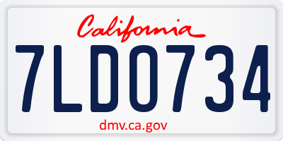 CA license plate 7LDO734