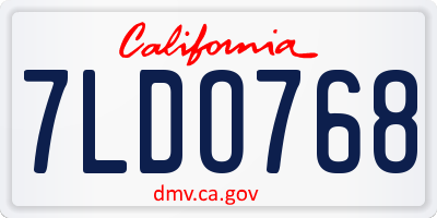 CA license plate 7LDO768