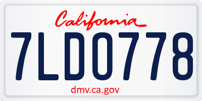 CA license plate 7LDO778