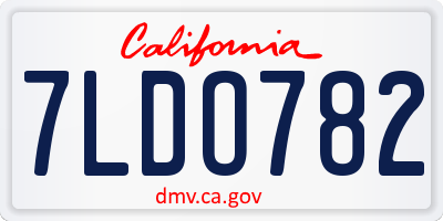 CA license plate 7LDO782