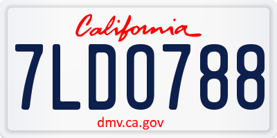 CA license plate 7LDO788