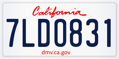 CA license plate 7LDO831