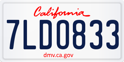 CA license plate 7LDO833