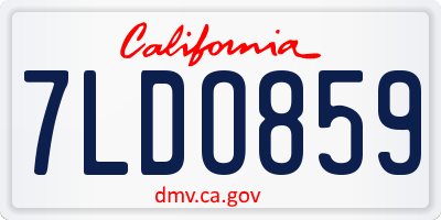 CA license plate 7LDO859