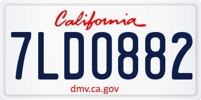 CA license plate 7LDO882