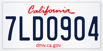 CA license plate 7LDO904