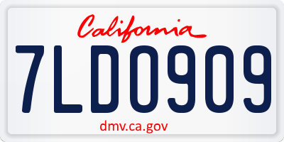 CA license plate 7LDO909