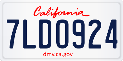 CA license plate 7LDO924
