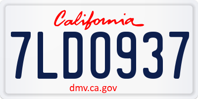 CA license plate 7LDO937
