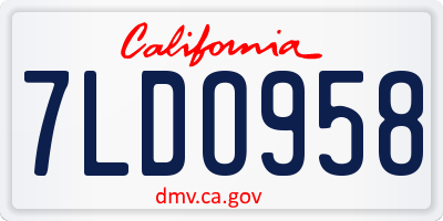 CA license plate 7LDO958