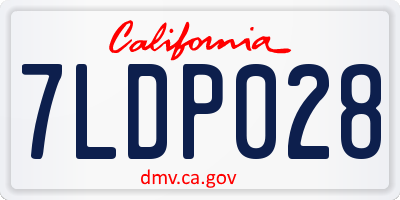 CA license plate 7LDP028