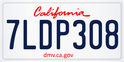 CA license plate 7LDP308