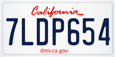 CA license plate 7LDP654