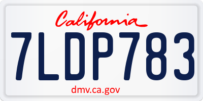 CA license plate 7LDP783