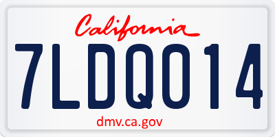 CA license plate 7LDQ014