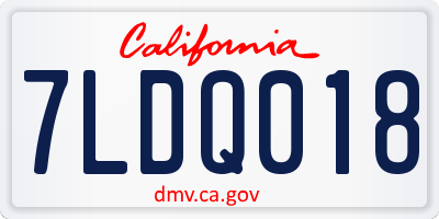 CA license plate 7LDQ018