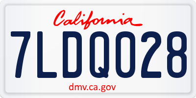 CA license plate 7LDQ028