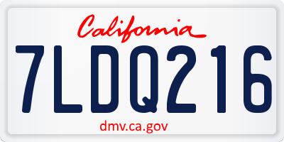 CA license plate 7LDQ216