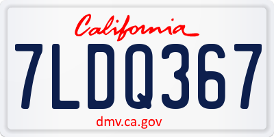 CA license plate 7LDQ367