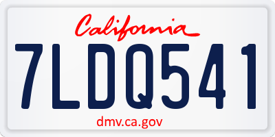 CA license plate 7LDQ541