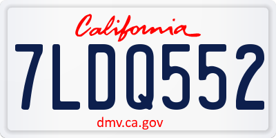 CA license plate 7LDQ552