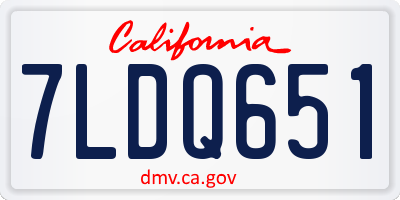 CA license plate 7LDQ651