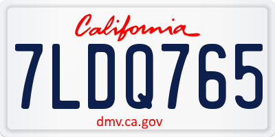 CA license plate 7LDQ765