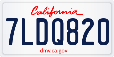 CA license plate 7LDQ820