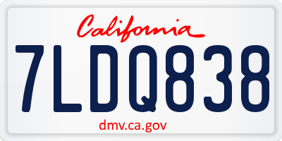 CA license plate 7LDQ838