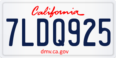 CA license plate 7LDQ925