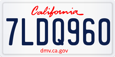 CA license plate 7LDQ960