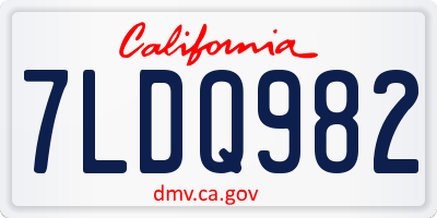 CA license plate 7LDQ982