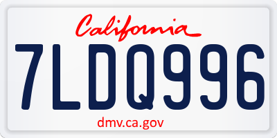 CA license plate 7LDQ996