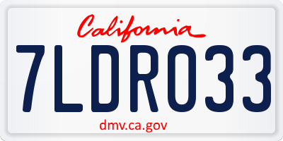 CA license plate 7LDR033
