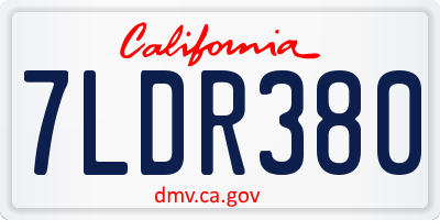 CA license plate 7LDR380