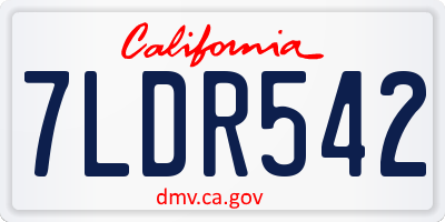 CA license plate 7LDR542